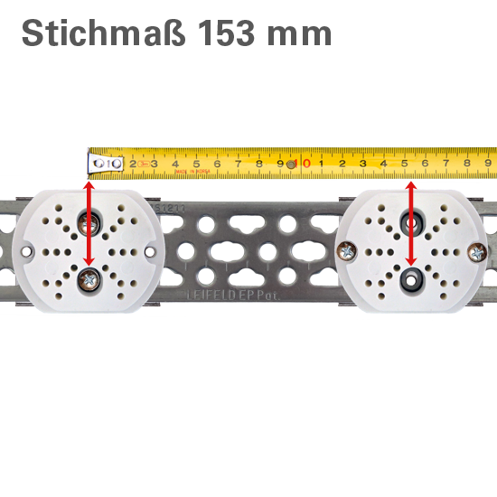 Überprüfen Sie das Stichmaß153 mm und drehen Sie die Schrauben fest. Fertig!