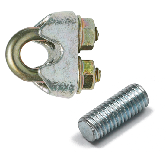 Using the LEIFELD Cable-Clamp Part# 1053 and an M8 Threaded Stud eg. Part# 1039 ...